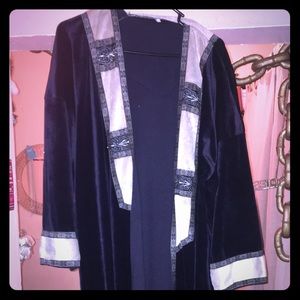 Vintage Deep Blue Velvet Robe; Funky Egyptian Vibe